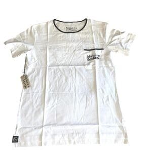 MAKER'S MARK WHITE CREW Neck Embroidered  POCKET T-SHIRT women’s small